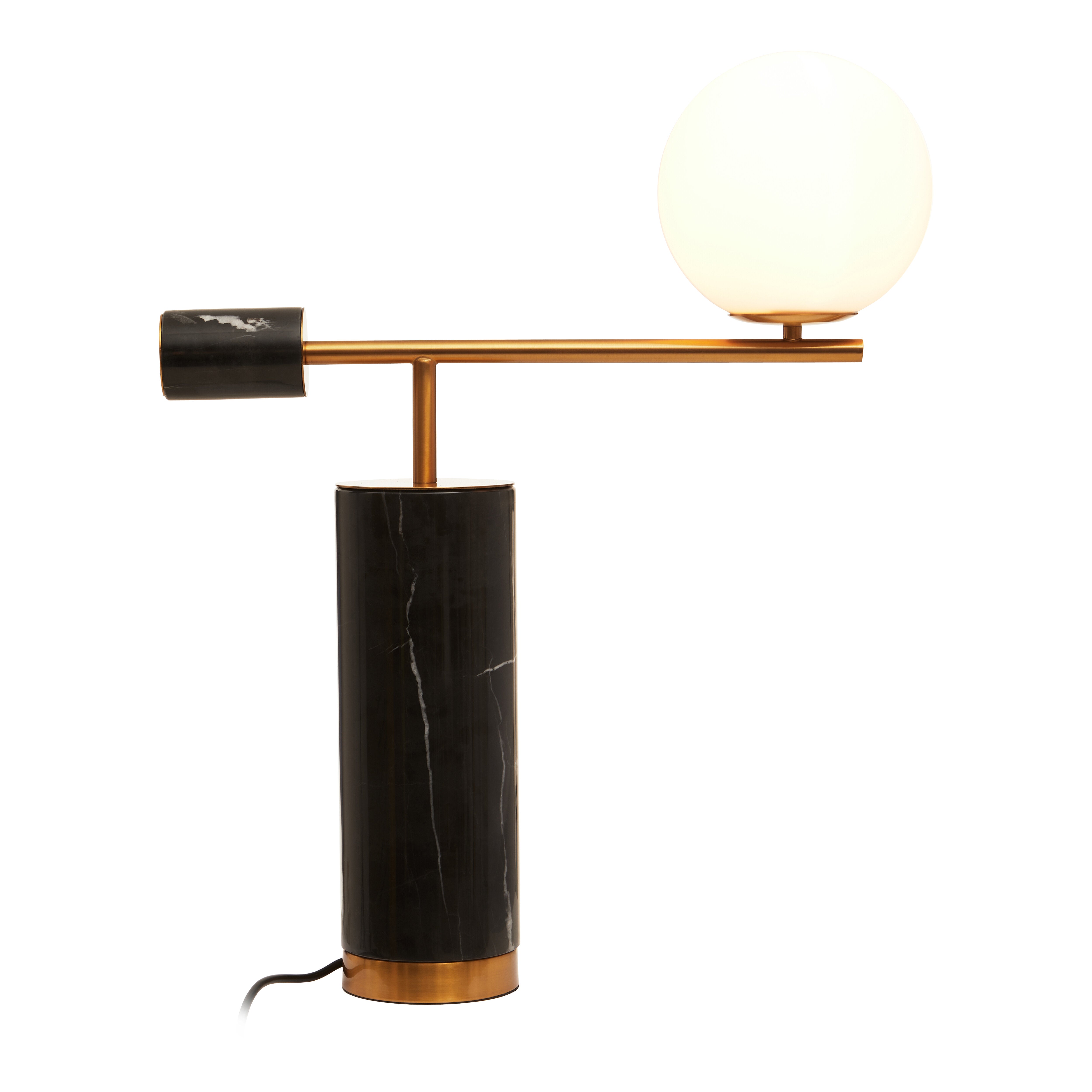 Borello Black Marble & White Glass Orb Table Lamp